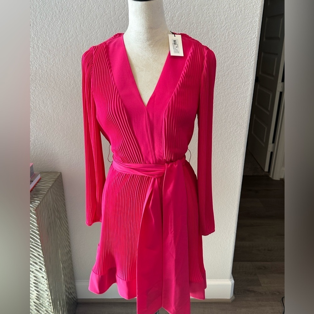 MILLY MWT LIV  PLEAT PINK  MINI DRESS